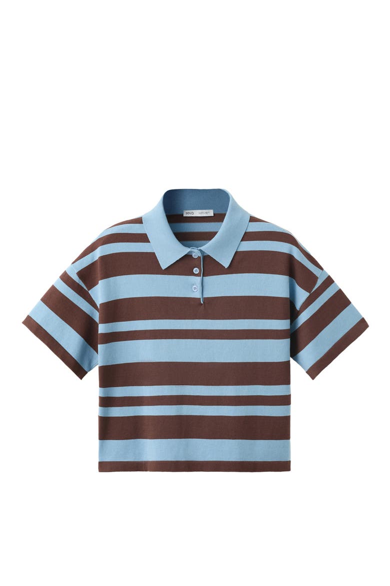 Striped Cotton Blend Polo, Alternate, color, SKY BLUE