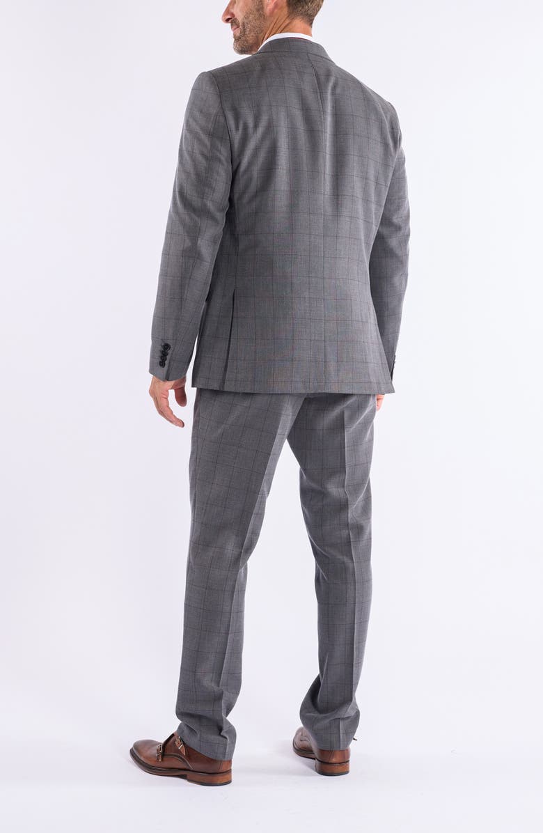 SAVILE ROW CO Grey Rust Windowpane Suit, Alternate, color, Grey