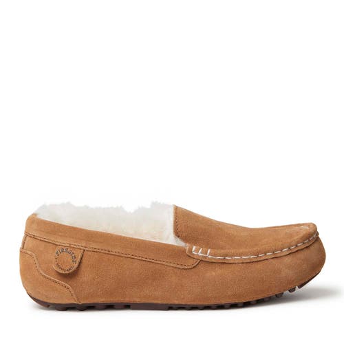 Dearfoams Fireside Mel Genuine Shearling Moccasin Slipper In Brown