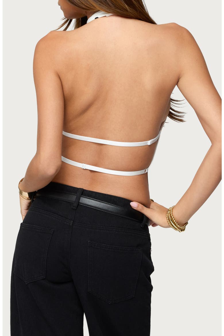 Raiya Polka Dot Open Back Halter Top, Alternate, color, WHITE