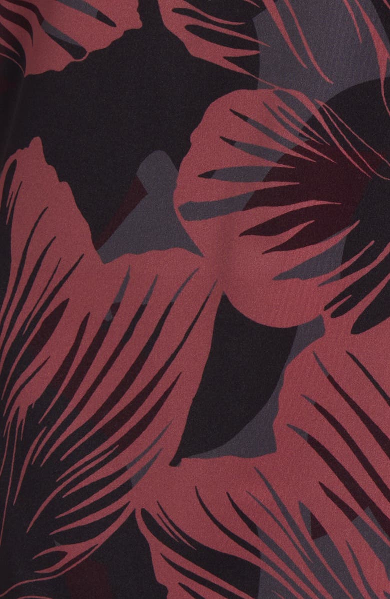 BOSS Roan Slim Fit Leaf Print Short Sleeve Stretch Button-Up Shirt, Alternate, color, Red