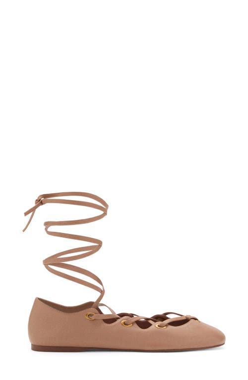 Mango Ankle Wrap Ballet Flat In Nude