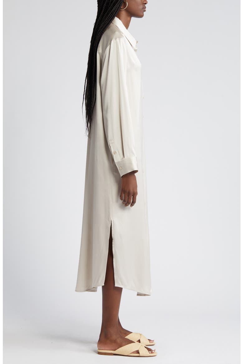 Long Sleeve Satin Midi Shirtdress, Alternate, color, BEIGE PUMICE