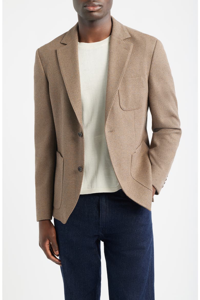 Henrik Trim Fit Brown Knit Cotton Blend Sport Coat, Main, color, BROWN KIWI TEXTURED KNIT