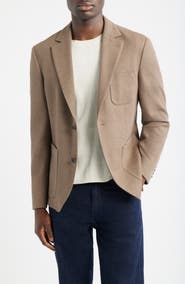 Nordstrom Henrik Trim Fit Brown Knit Cotton Blend Sport Coat