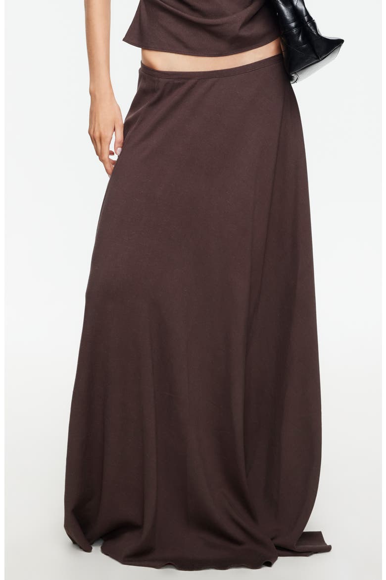 Halcycon Linen Blend Maxi Skirt, Main, color, BROWN
