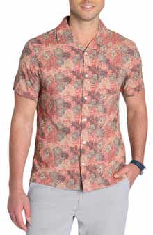JACHS Tropical Print Short Sleeve Button-Up Shirt