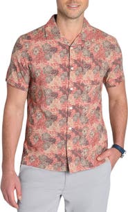 JACHS Tropical Print Short Sleeve Button-Up Shirt