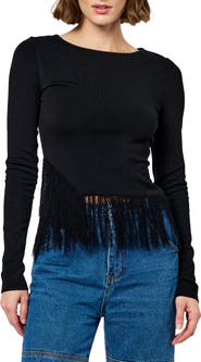 CIEBON Luna Fringed Long Sleeve Top