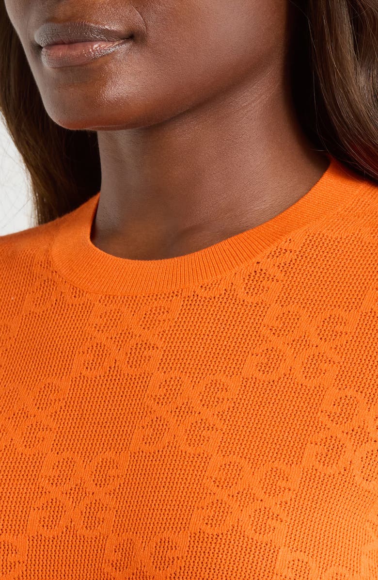 G/FORE Pointelle Short Sleeve Sweater, Alternate, color, Shocking Orange