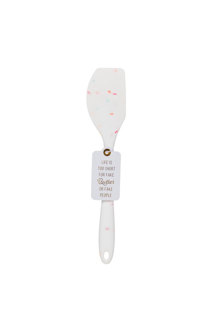 Life Is Too Short Confetti Spatula Rubber White, Main, color, White
