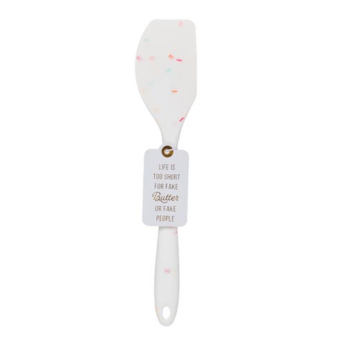 Totalee Gift Life Is Too Short Confetti Spatula Rubber White
