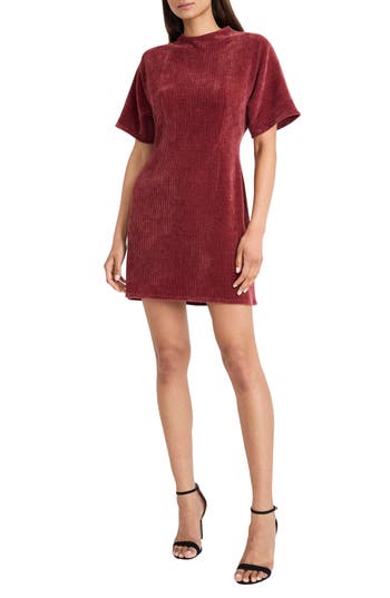 Donna Morgan For Maggy Short Sleeve Corduroy Minidress In Red