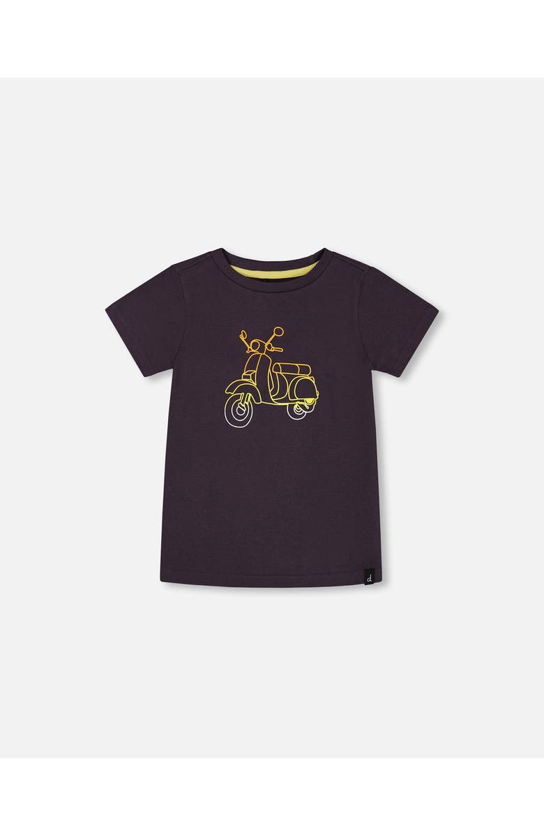 Deux par Deux Boy's Organic Cotton Tee Dark Gray And Multicolored Vespa, Main, color,