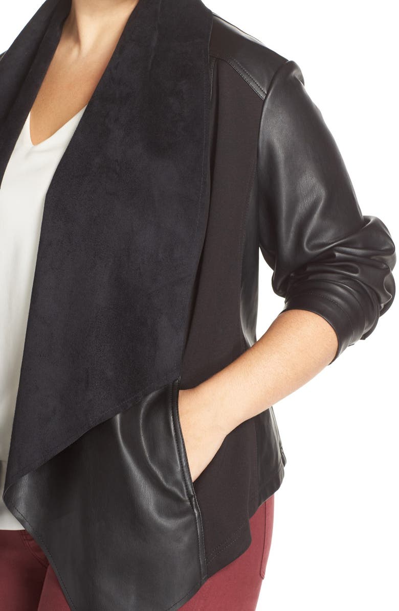 KUT from the Kloth 'Ana' Faux Leather Drape Front Jacket, Alternate, color, 