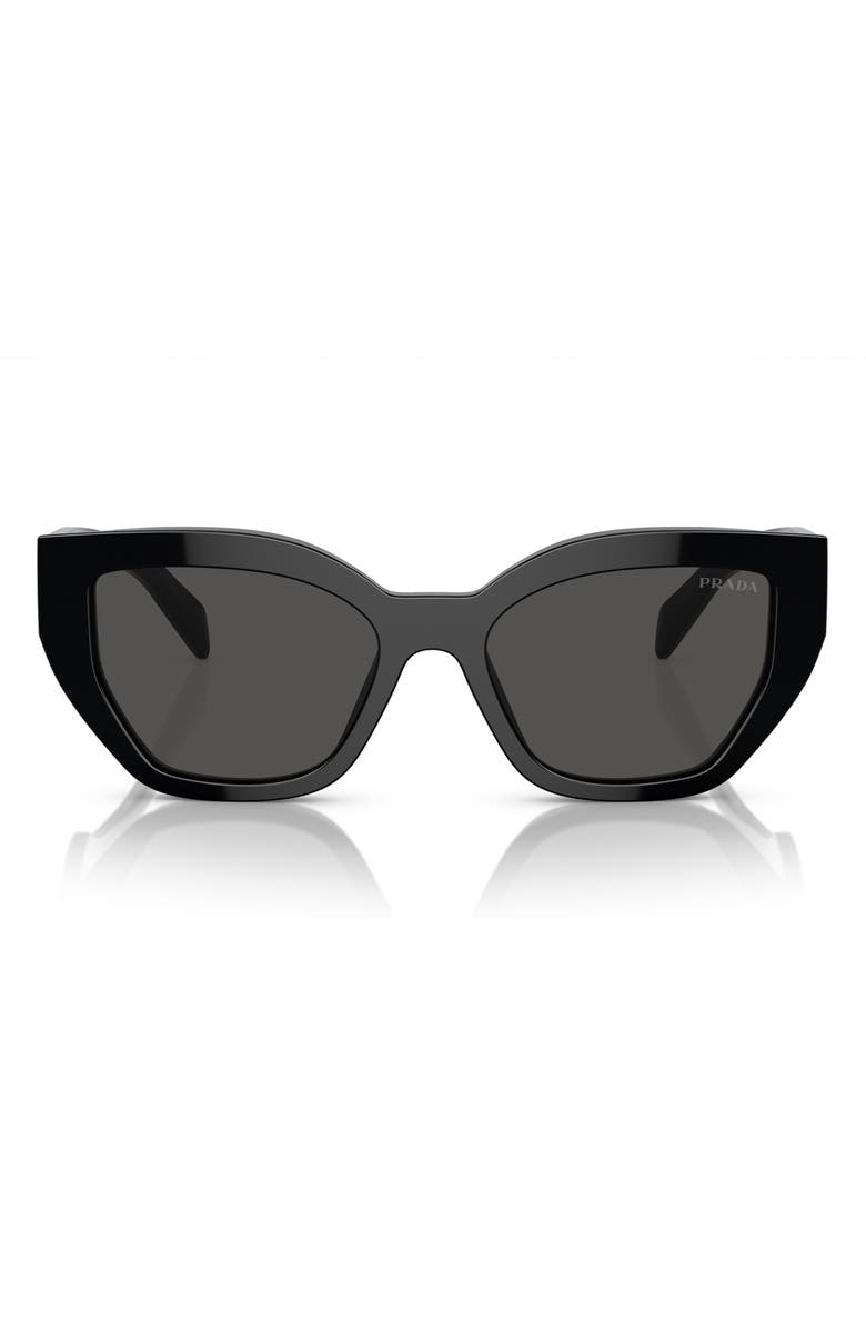Prada 53mm Butterfly Sunglasses, Main, color, Black