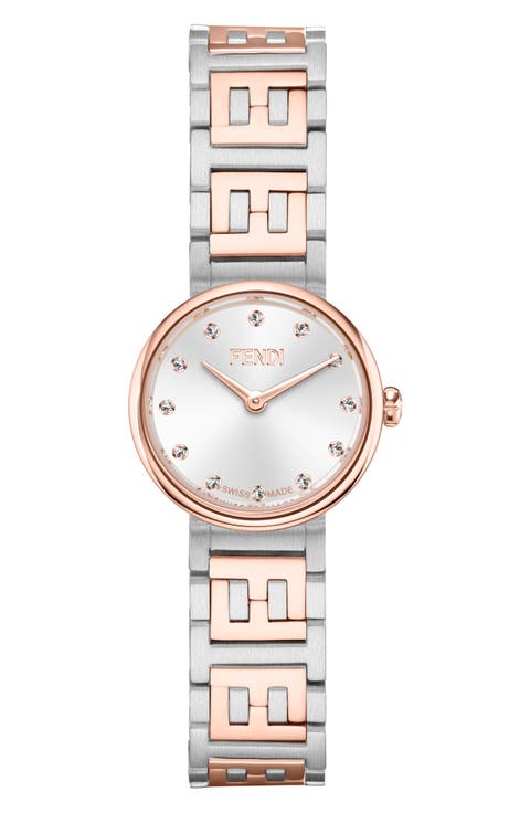 Forever Fendi Sunray Two-Tone Diamond Bracelet Watch, 19mm