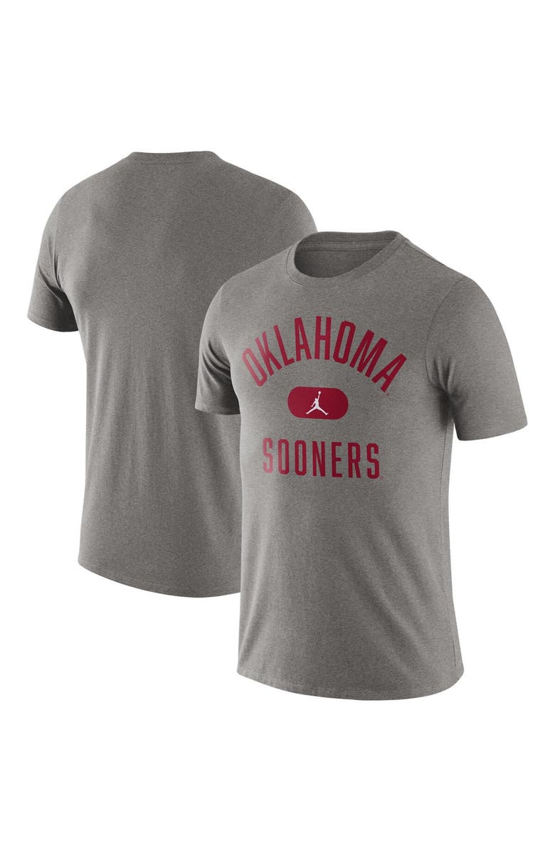 Jordan Brand Men's Jordan Brand Heathered Gray Oklahoma Sooners Team Arch T-Shirt, Main, color, 