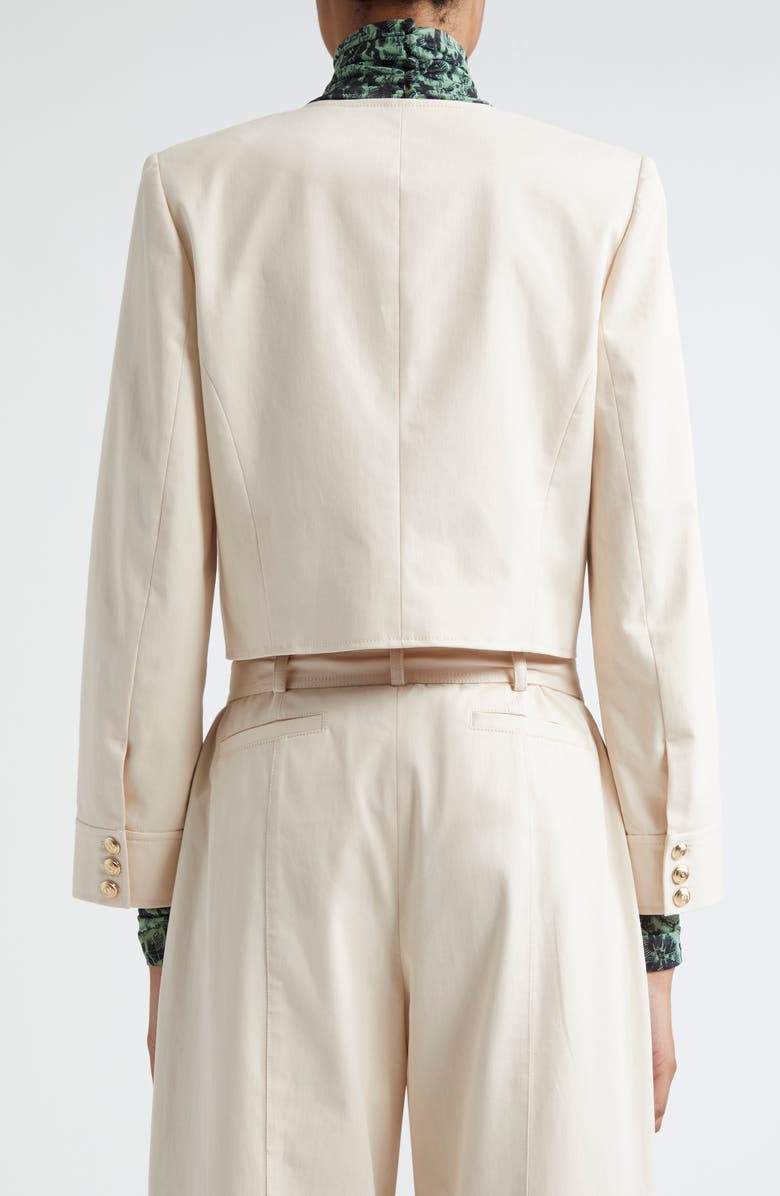 Cinq à Sept Paige Tie Front Stretch Cotton Twill Jacket, Alternate, color, Oat Milk