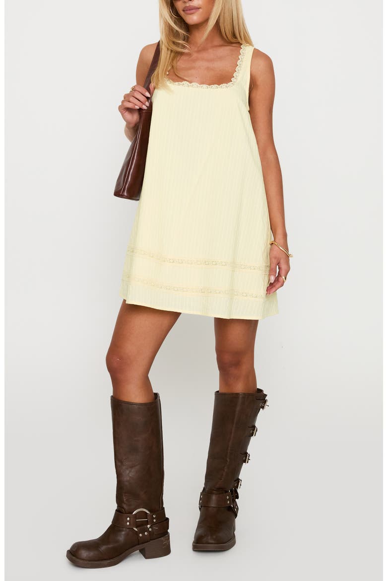 Alanah Embroidered Cotton Minidress, Main, color, LEMON