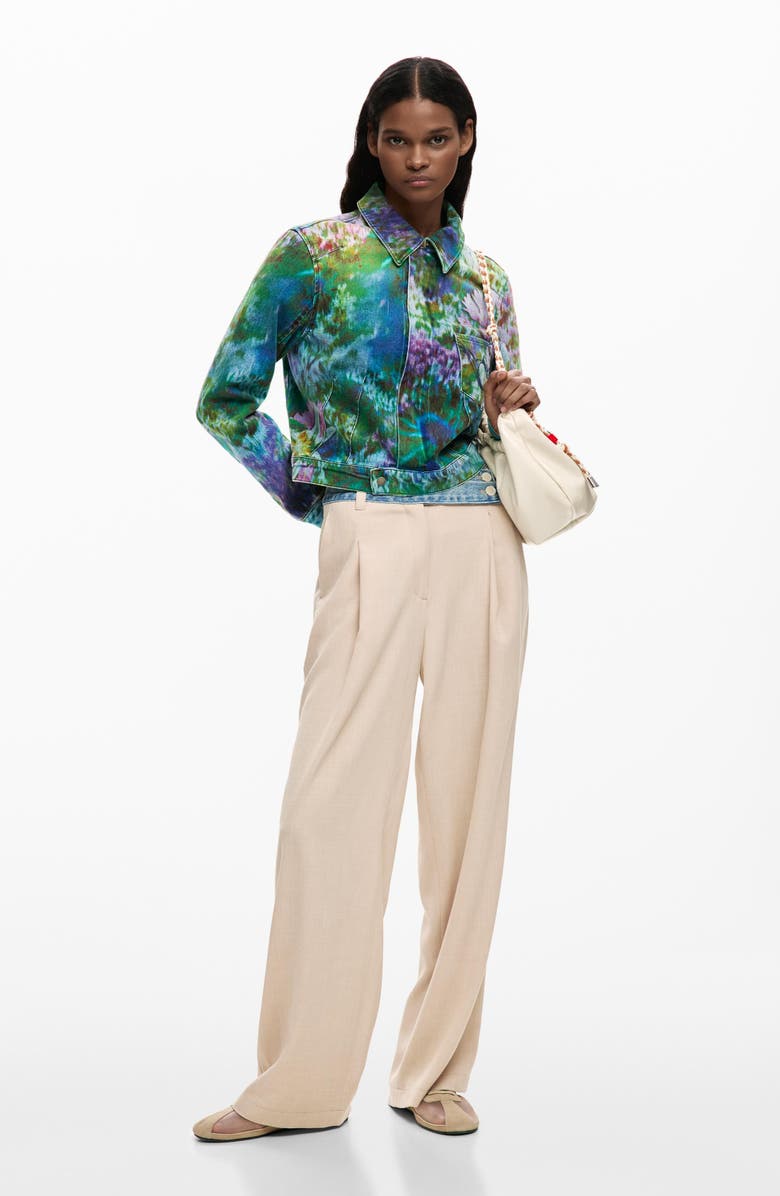 Desigual Floral Trucker Jacket, Alternate, color, Medium Blue