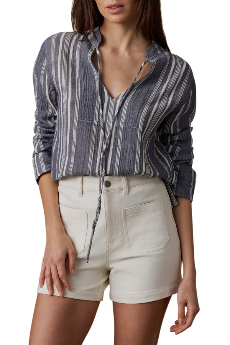 Dune Harbor Cotton Gauze Top, Main, color, SEA BREEZE STRIPE
