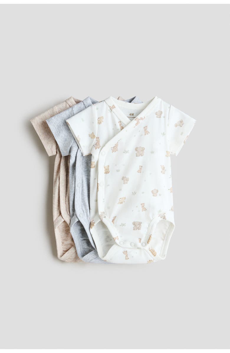 H&M 3-pack Wrapover Bodysuits, Main, color, 