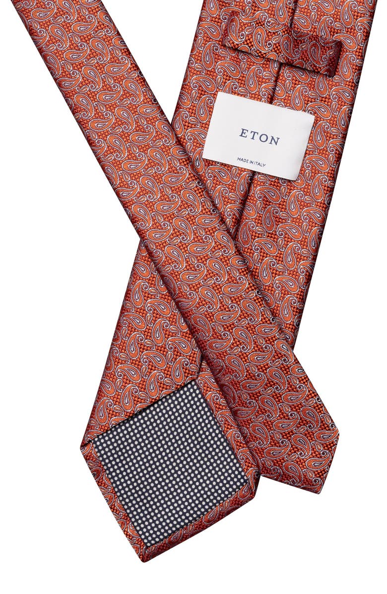 Eton Paisley Silk Tie, Alternate, color, Medium Orange