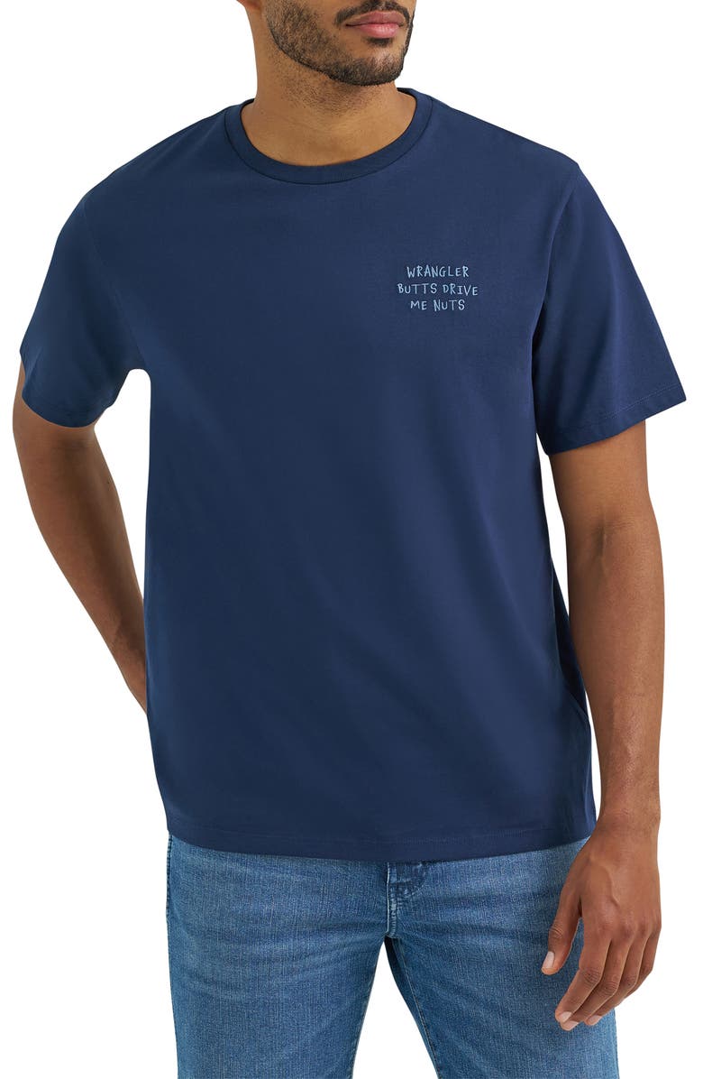 Wrangler Butts Embroidered T-Shirt, Alternate, color, Navy
