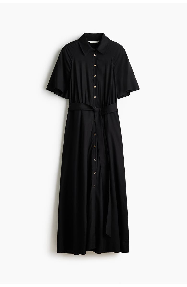 H&M Tie-belt shirt dress, Alternate, color, Black