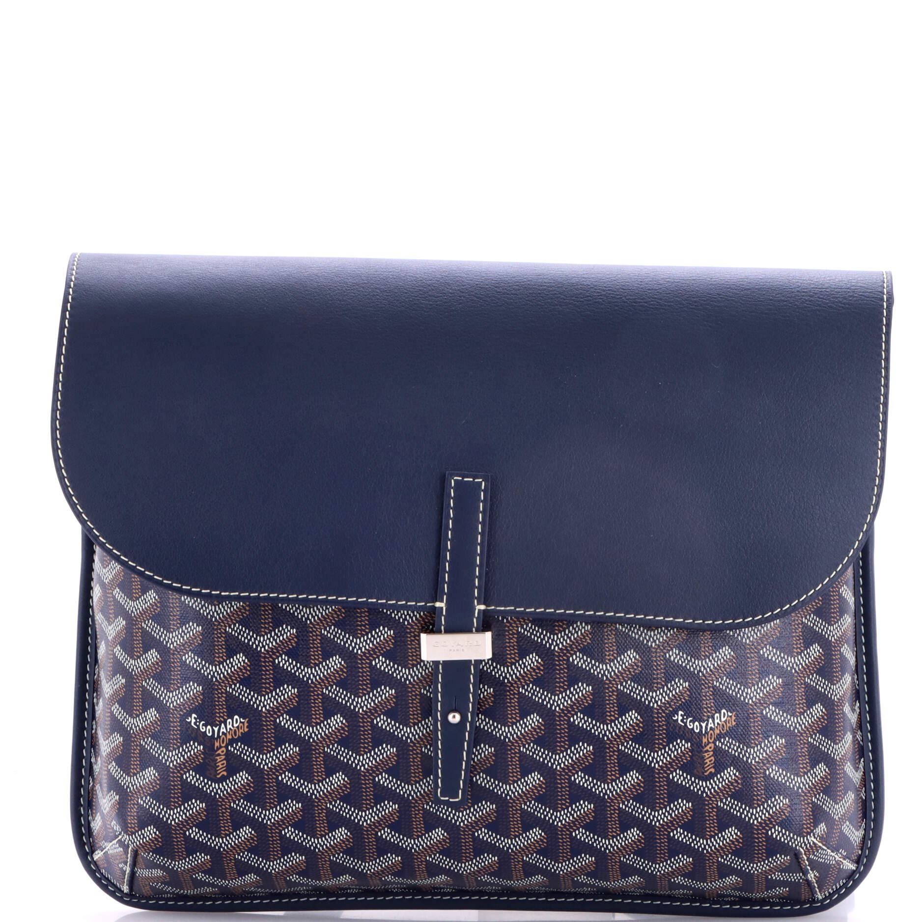Pre-Owned Goyard Coursier Messenger Bag Coated Canvas and Leather, Main, color, Blue