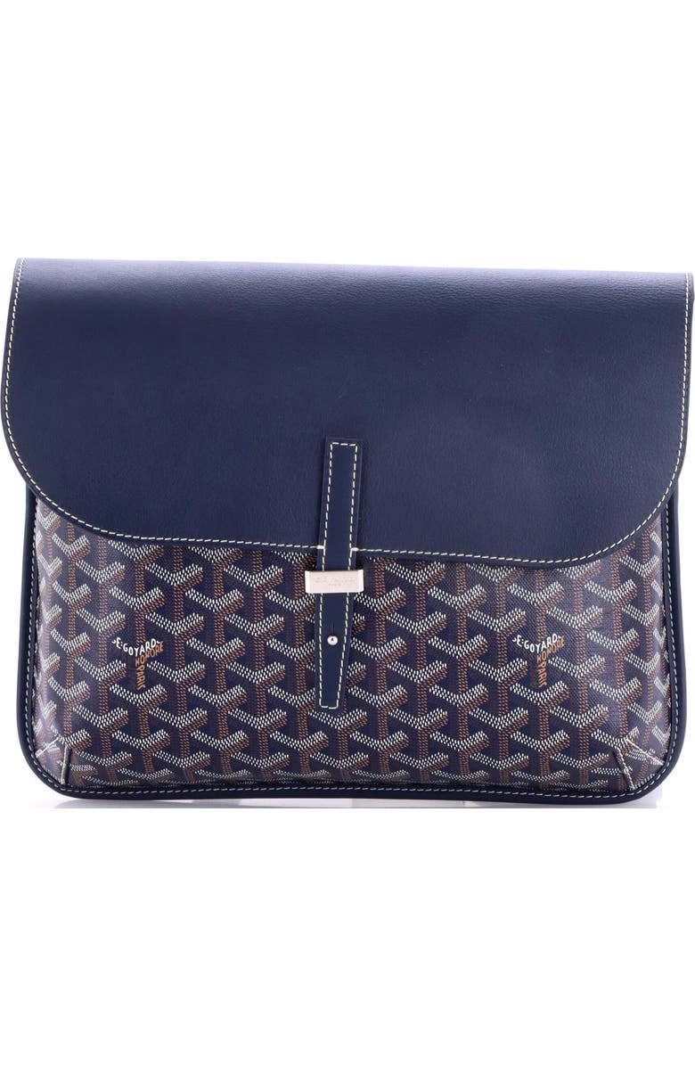 Pre-Owned Goyard Coursier Messenger Bag Coated Canvas and Leather, Main, color, Blue