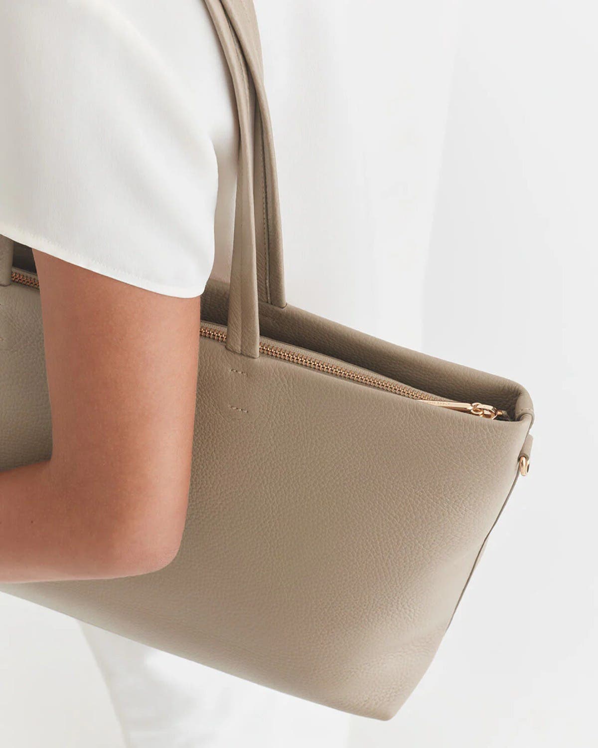 Small Easy Zipper Tote, Alternate, color, Stone