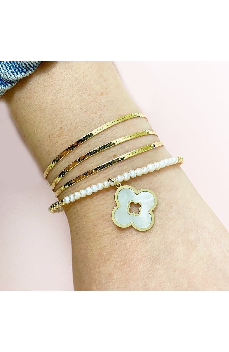 The Lovery Fine Jewelry Mother of Pearl Clover Cut Out Charm, Alternate, color, Mother Of Pearl