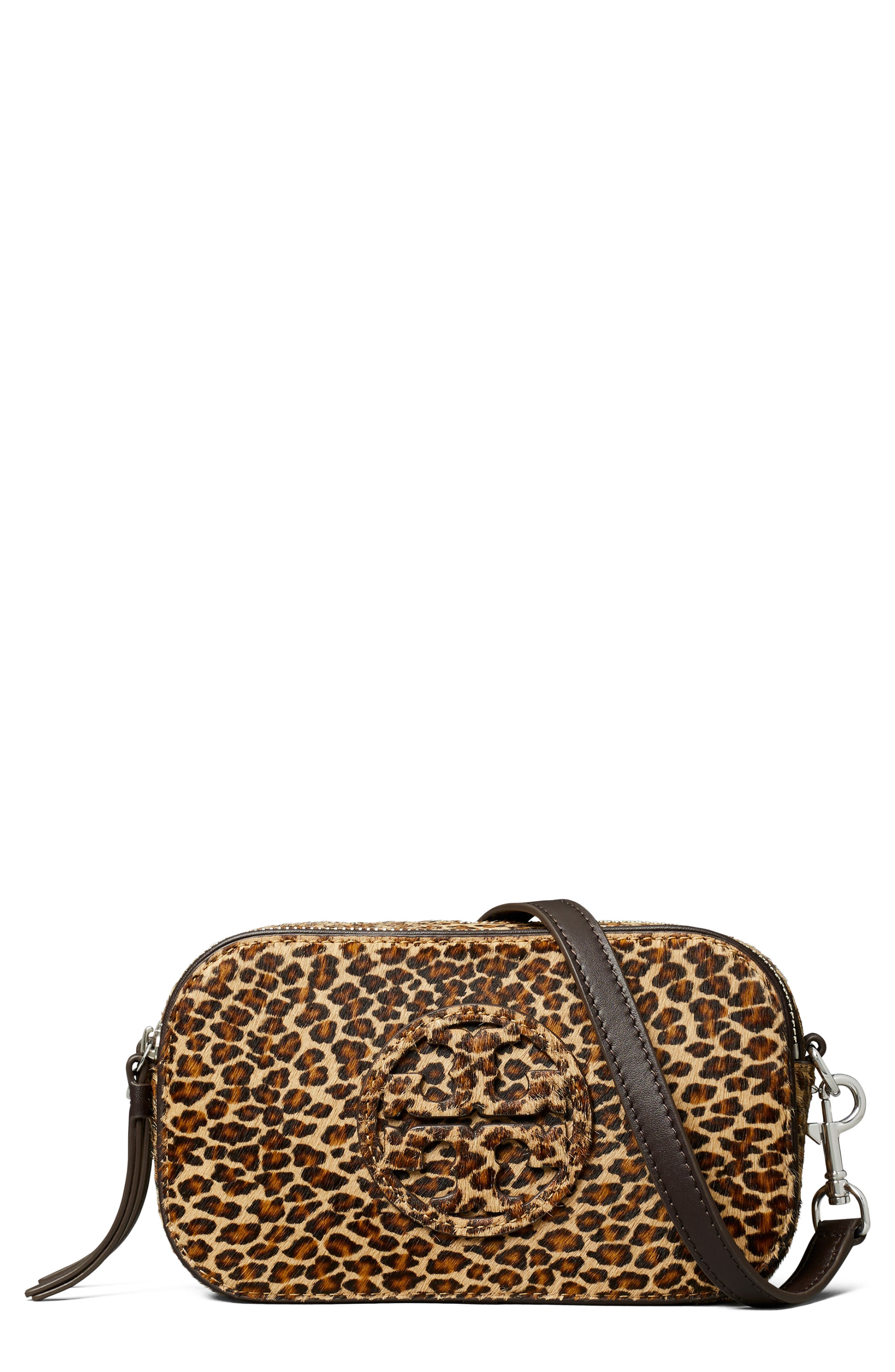 Tory Burch Mini Miller Leopard Print Genuine Calf Hair Crossbody Bag, Main, color, Multi