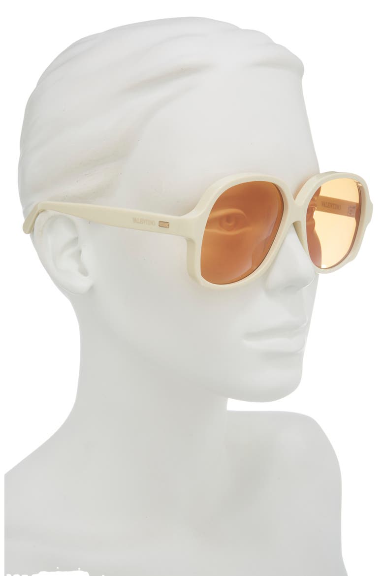 50mm Polarized Round Sunglasses, Alternate, color, IVORY IVORY ORANGE
