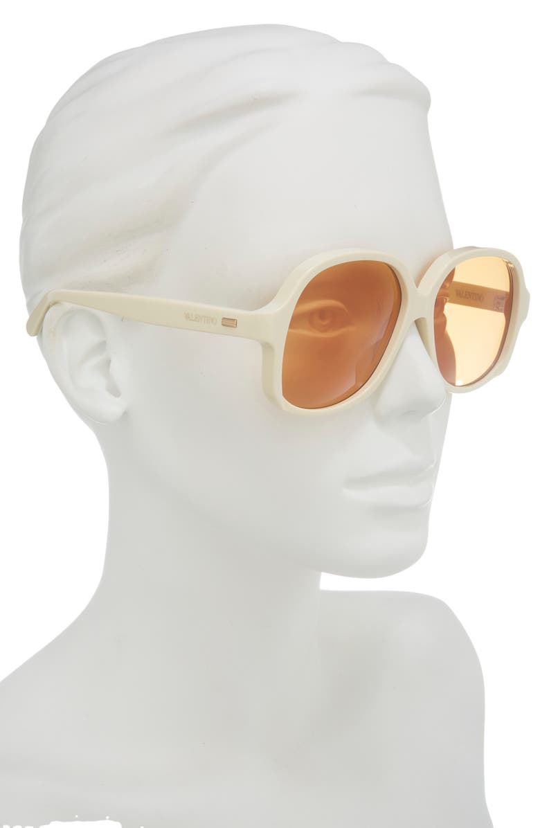 Valentino 50mm Polarized Round Sunglasses, Alternate, color, Ivory Ivory Orange