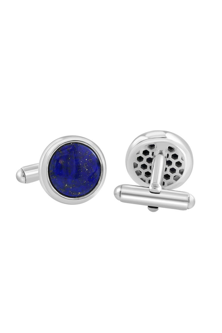 925 Sterling Silver ,Lapis Lazuli Cuff Link, Alternate, color, Hematite and FW Blush Pearl