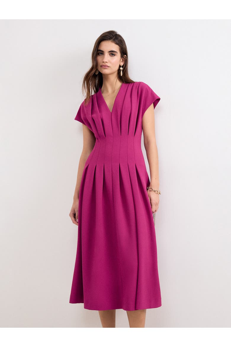 Hanna Pleated Dress, Alternate, color, Fuchsia