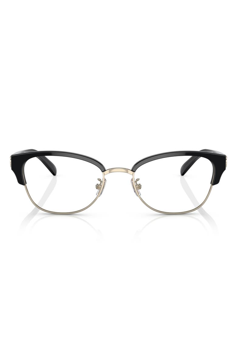 COACH 53mm Irregular Optical Glasses, Main, color, Light Gold / Black / Demo Lens