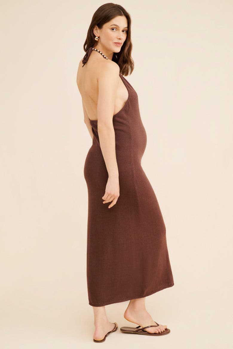 Emmi Halter Midi Dress, Alternate, color, Chocolate