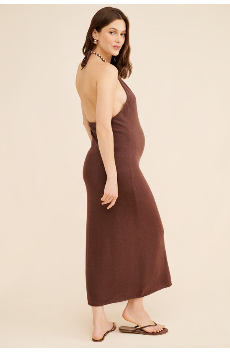 Emilia George Emmi Halter Midi Dress, Alternate, color, Chocolate