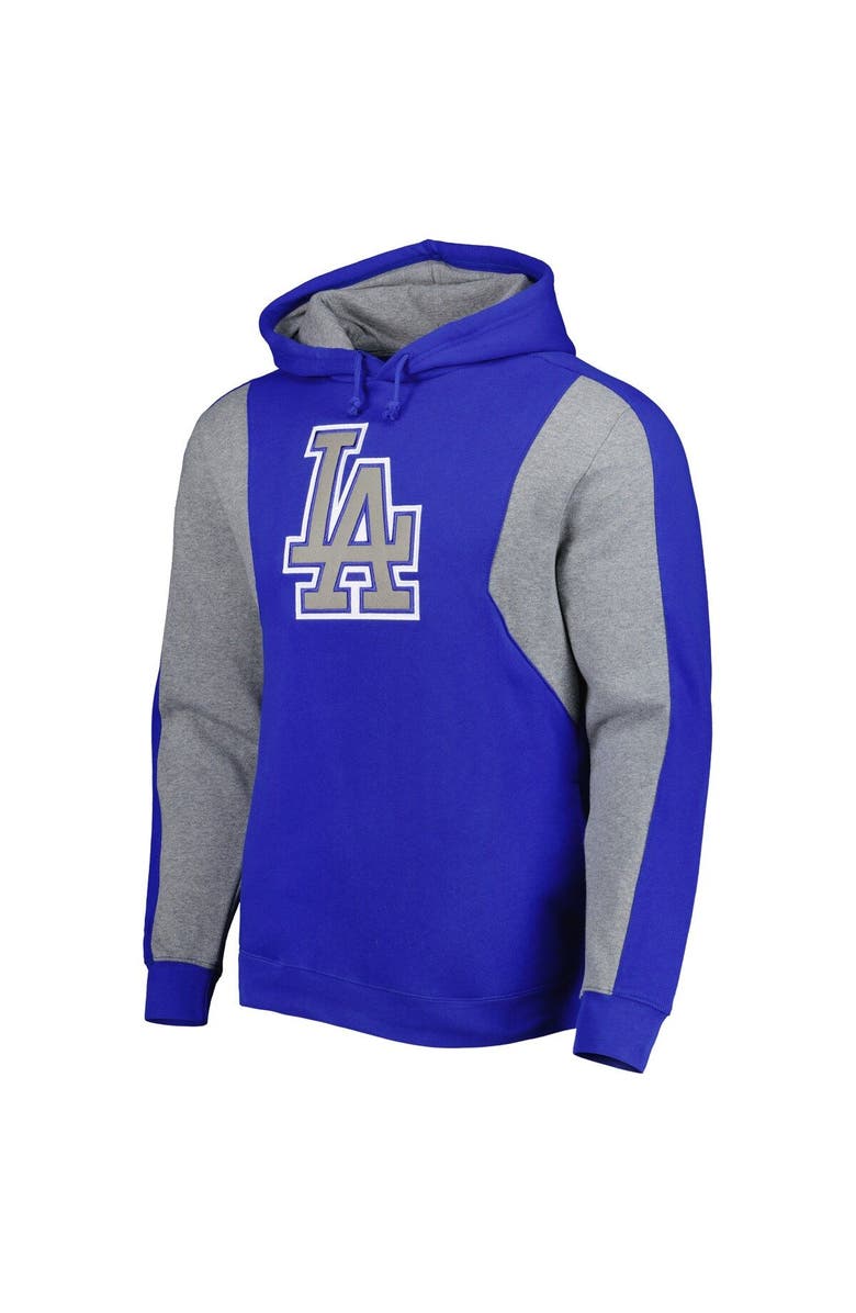 Mitchell & Ness Men's Mitchell & Ness Royal/Heather Gray Los Angeles Dodgers Colorblocked Fleece Pullover Hoodie, Alternate, color, Royal