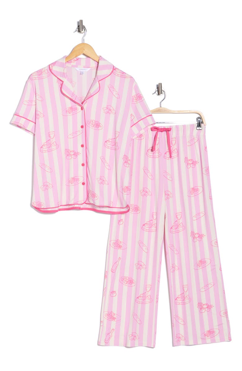 Honeydew Quiet Night Crop Pajamas, Alternate, color, Pink Italian Picnic