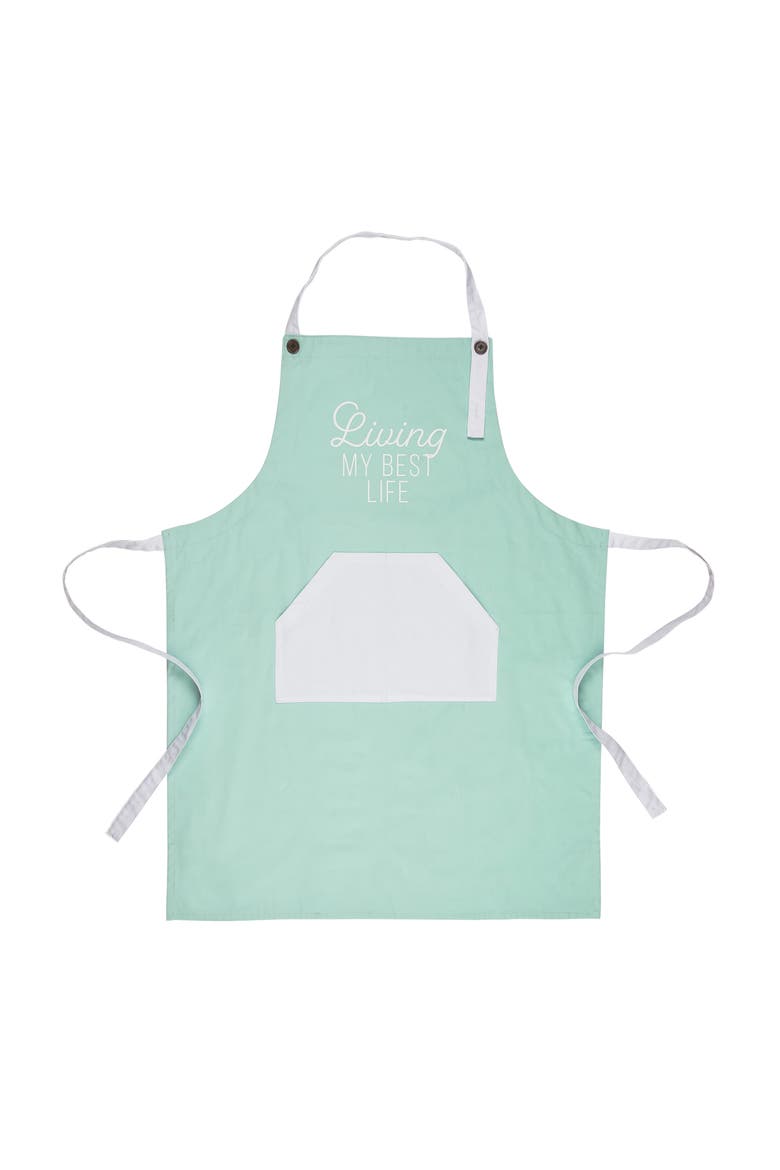 Living My Best Life Apron Cotton Green, Main, color, Green