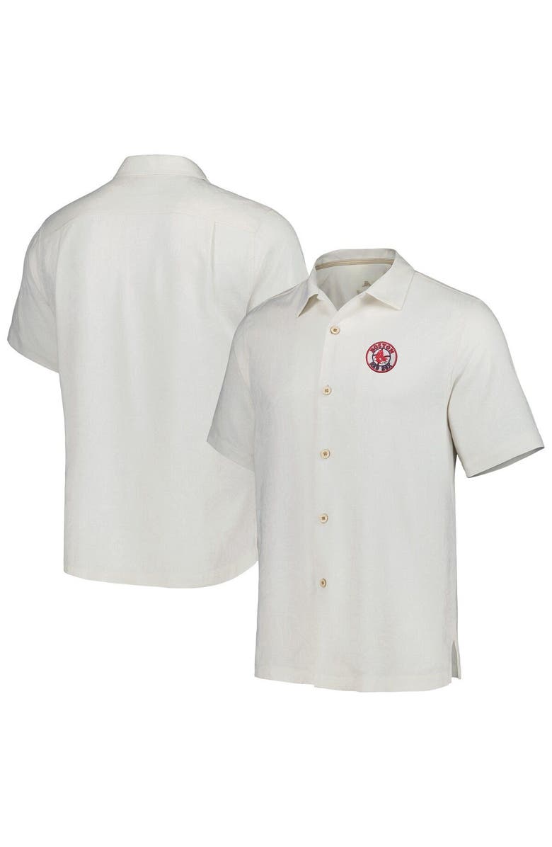 Tommy Bahama Men's Tommy Bahama White Boston Red Sox Sport Tropic Isles Camp Button-Up Shirt, Main, color, White