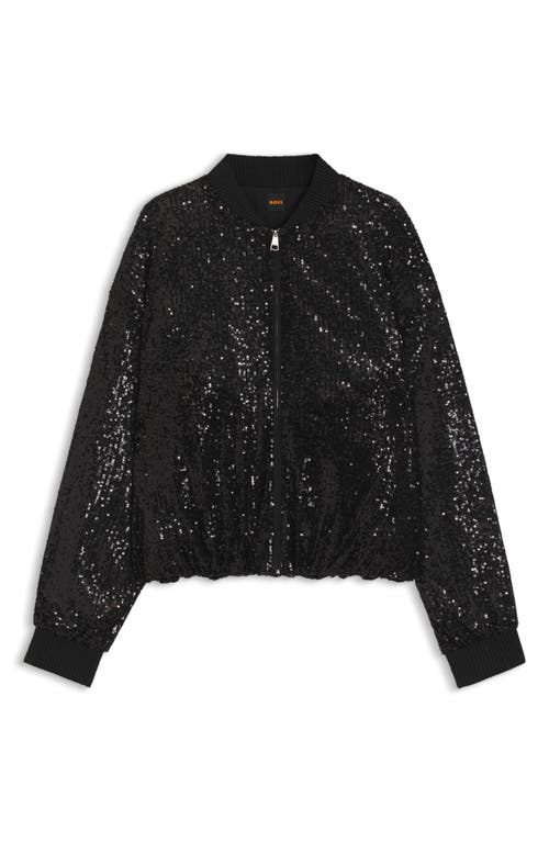 Hugo Boss Boss Orange Jilloi Sequin Bomber Jacket In Black