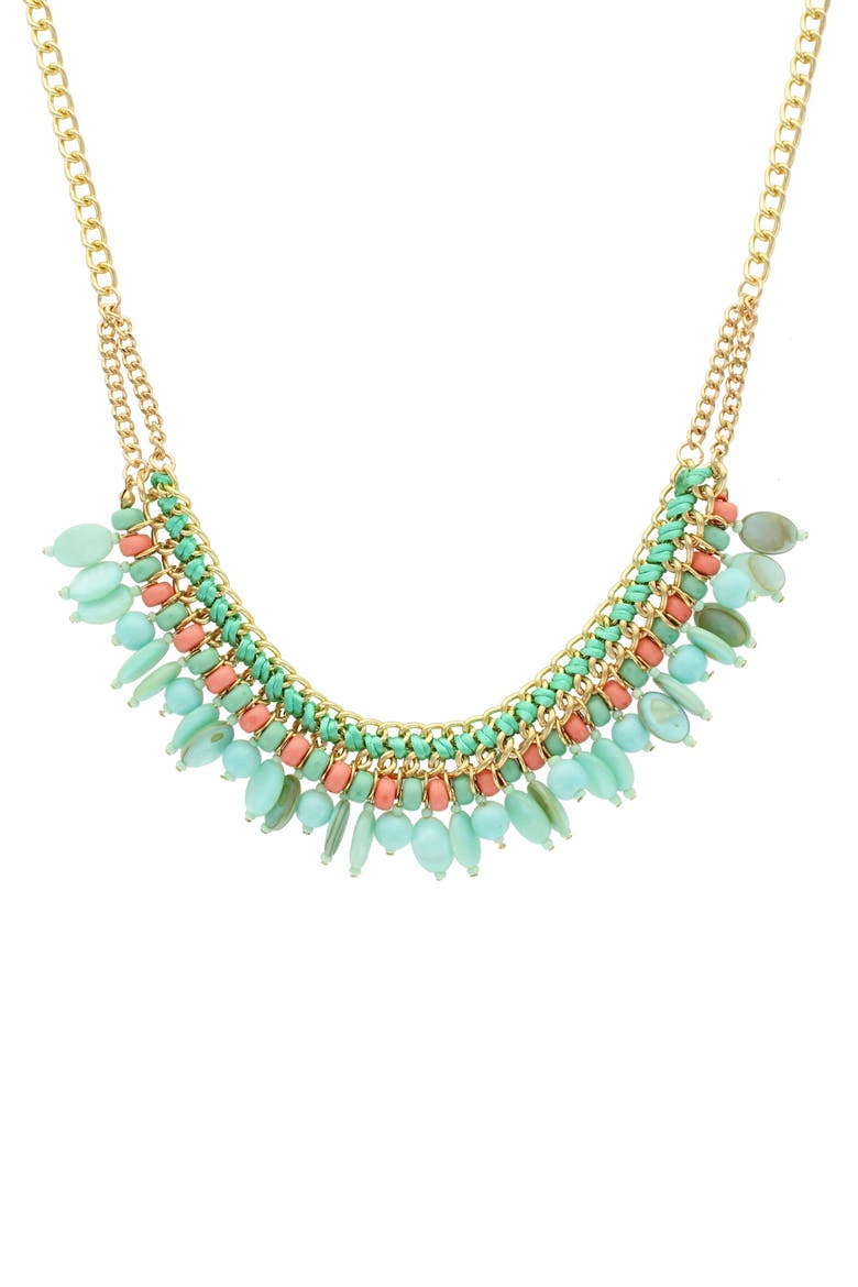 Minty Crystal Statement Necklace, Main, color, GOLD / MINT
