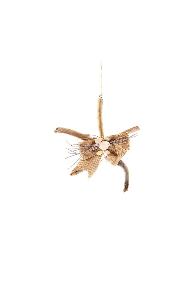Driftwood Starfish Christmas Xmas Ornament, Main, color, Brown