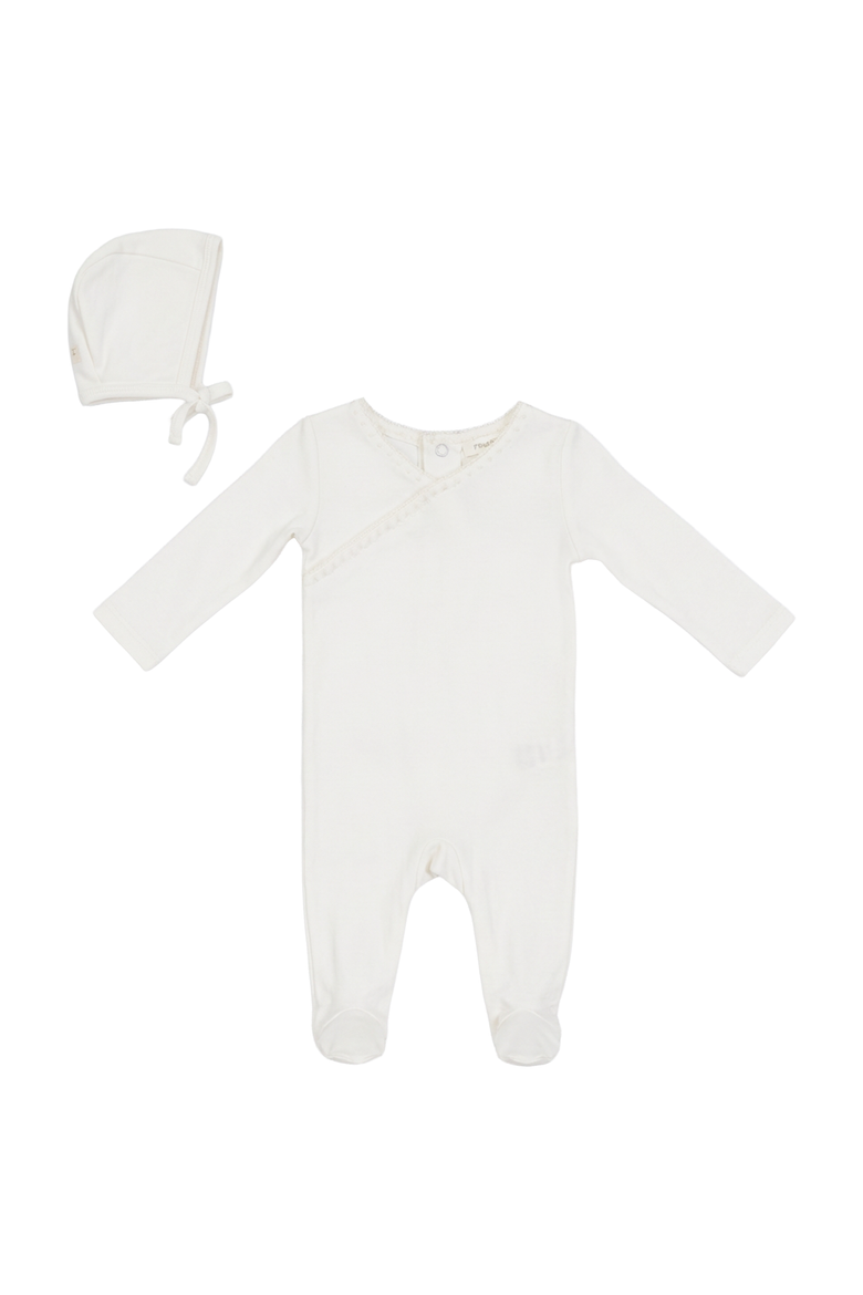 Rib Modal 2 Piece Romper Set with Contrast Trim Bonnet, Alternate, color, Powder